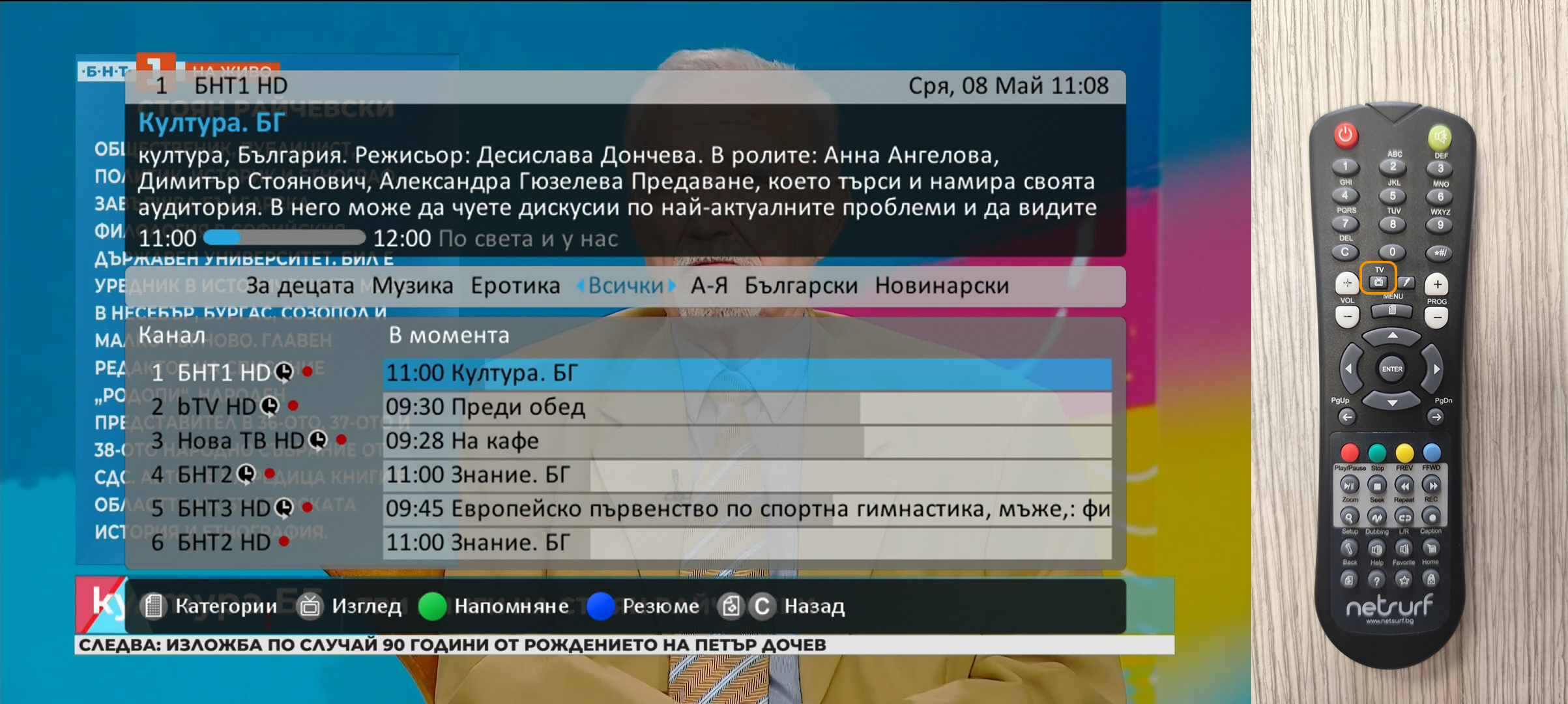 Смяна на изгледа на EPG